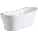 Ove Decors Freestanding Bathtub in Glossy, Contemporary Soaking Tub with Chrome Pop Up Drain and Waste Overflow, 70 inches, Skylar 70 White