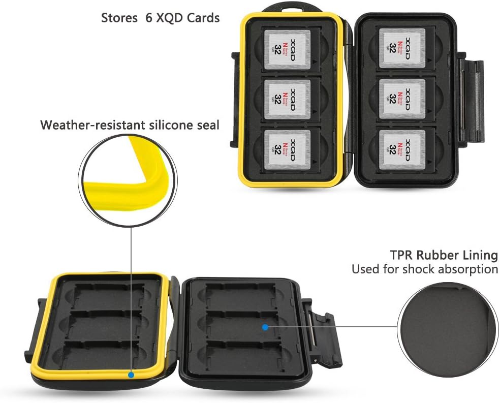 JJC Memory Card Case Water-resistance Carrying Holder Storage 6 PCS XQD CFexpress B Cards Protector Box with Carabiner - Image 4