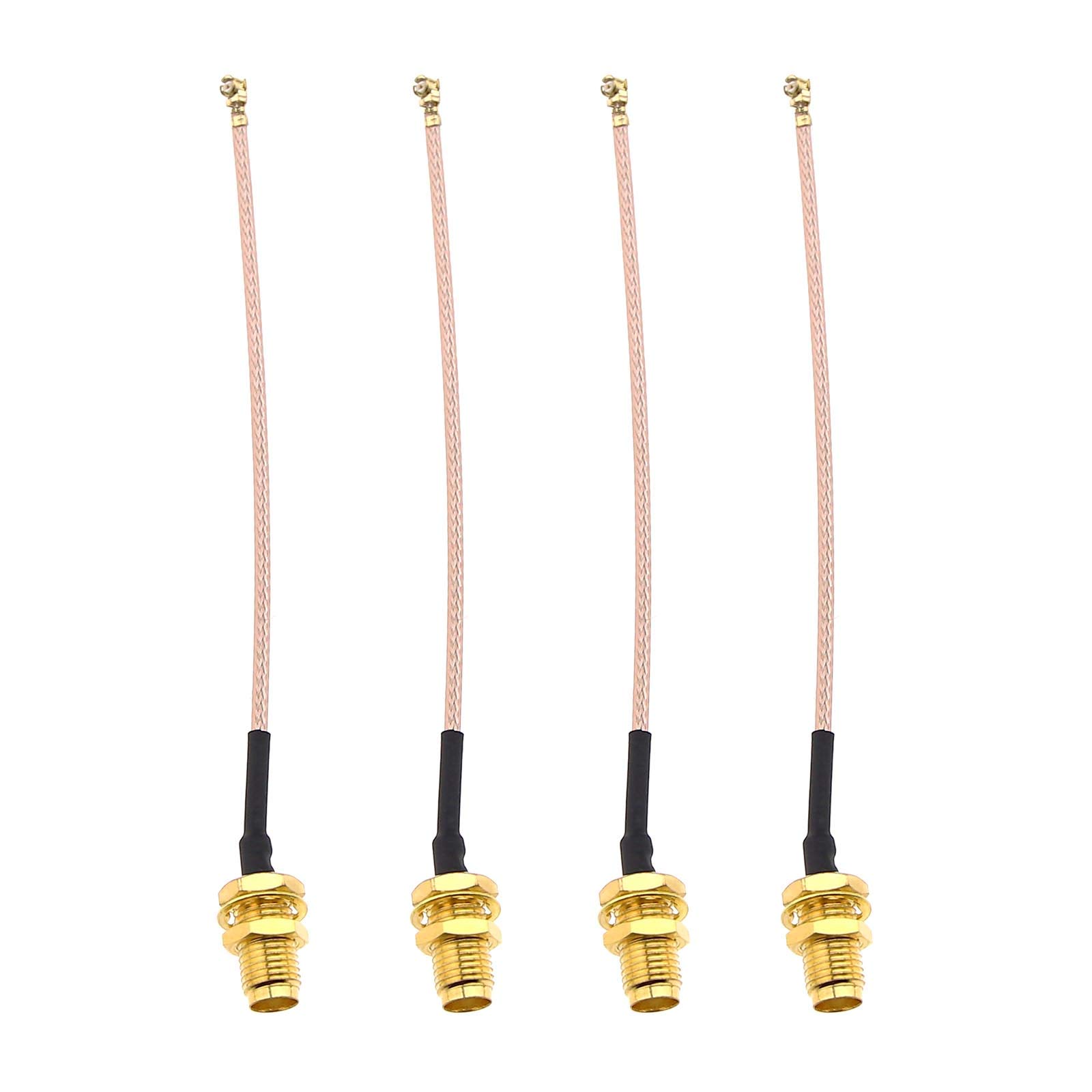 YINETTECH 4Pcs RF U.FL IPX Mini PCI to SMA Female 4Inch 10cm Pigtail Antenna Cable RG-178 Coaxial Low Loss
