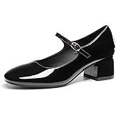 DREAM PAIRS Women's Mary Jane Shoes Chunky Block Short Heels 2.17", Closed Round Toe Vintage Wedding Shoes, Comfort Dress Pump Shoes for Daily Life