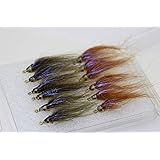 Tigofly 12 pcs Brown Olive UV Polar Fry Slowly Sinking Salmon Trout Steelhead Minnow Fly Fishing Flies Lures Fly Set-Size #8