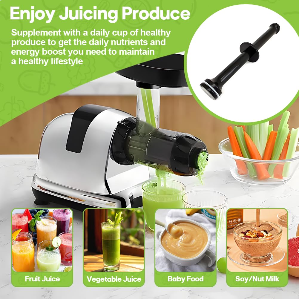 Juicer Push Rod Replacement for Omega Vertical Slow Masticating Juicers, Food Grade Material Juicer Plunger Replacement Part Compatible with Models 8003, 8004, 8005, 8006, 8007, 8008, NC800, NC900