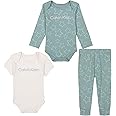 Calvin Klein baby-boys 3pc Creeper Pant Set