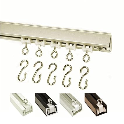 Ceiling Curtain Track Set With Wheeled Carriers Hooks And Pinch