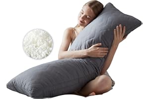 DOWNCOOL Quilted Memory Foam Body Pillow - Large Full Body Pillows for Adults - Soft Long Bed Pillows for Side Sleepers - 20x54 inch (Grey)