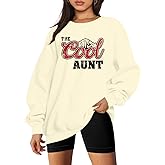 MYHALF Aunt Sweatshirt Cool Auntie Shirt: Women Oversized Auntie Crewneck Sweatshirts Aunt Gift Tops Cute Aunts Club Pullover