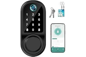 SMAWORKER Smart Fingerprint Door Lock, Keyless Entry Door Lock with App Control & Auto Lock, IP66 Weatherproof Digital Electronic Touchscreen Keypad Deadbolt,Biometric Smart Locks for Front Door (Black)