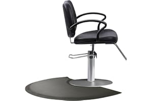 YOSHIKO Salon Mats for Hair Stylist Anti Fatigue Standing 3'x4' Barber Salon Floor Mats - Black Semi Circle Hairstylist Mat for Salon Chair - 1/2" Thick Comfort Hair Cutting Hairdressing Equipment