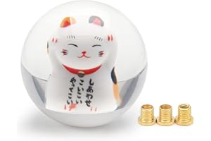 WENJTP Universal Manual Lucky Cat Gear Shift Shifter knob 4 5 6 Speed Round with M81.25, M101.25, M101.5 Adapter