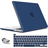 IBENZER Compatible with MacBook Pro 16 Inch Case A2141 Release 2020 2019, Hard Shell Case with Keyboard Cover & Type C Adapter for Old Version Mac Pro 16’’, Navy Blue, T16NYBL+1TC