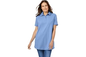 Woman Within Plus Size Perfect Short-Sleeve Polo Shirt