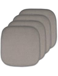 Sweet Home Collection Memory Foam Chair Cushion Honeycomb Pattern Solid Color Slip Non Skid Rubber Back Ultimate Comfort and Softness Rounded Square 16