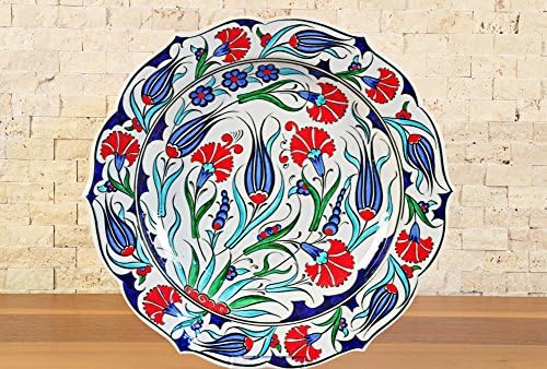 Handmade Handpainted Turkish Ottoman Ceramic Plate Floral Pattern 12"(30cm) Diameter