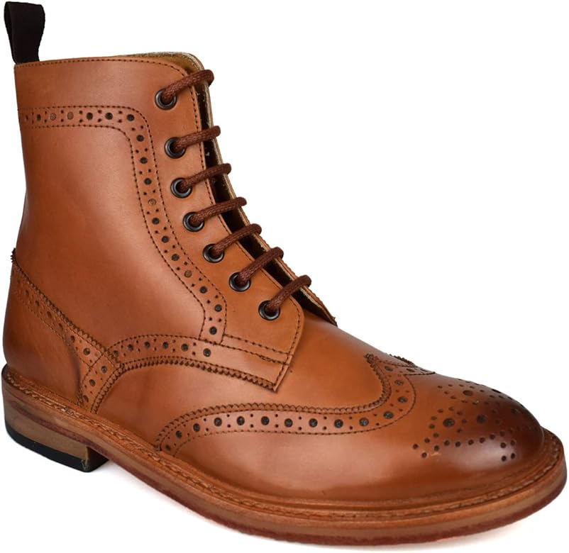 mens leather brogue boots uk