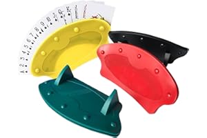 4pcs Fan Shape Playing Card Holder, Plastic Hands Free Card Holder for Kids Adults Seniors, Poker Parties, Family Card Game N