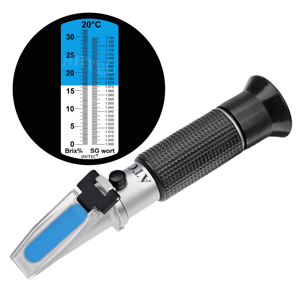 HHTEC Beer Refractometer 0–32% Brix & SG 1.000–1.130 – ATC – Homebrew Wort Gravity Tester – Fermentation Control Tool