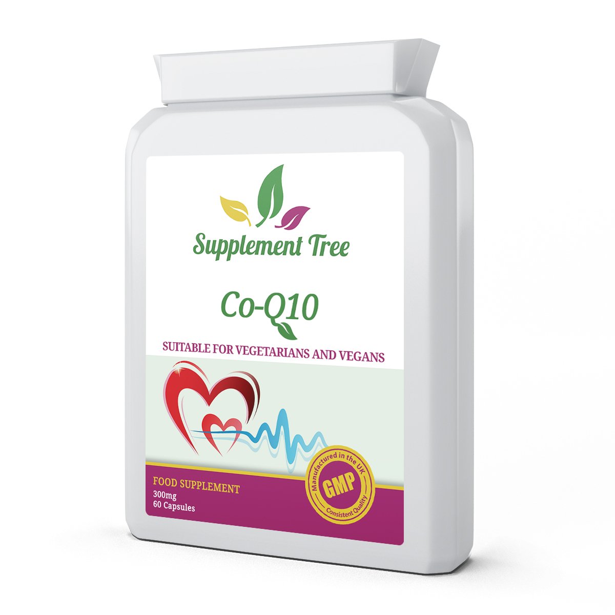 Co Enzyme Q10 CoQ10 300mg 60 Vegetarian Capsules | Trans from Naturally Fermented | Energy Heart Supplement | UK Manufactured GMP Guaranteed Quality