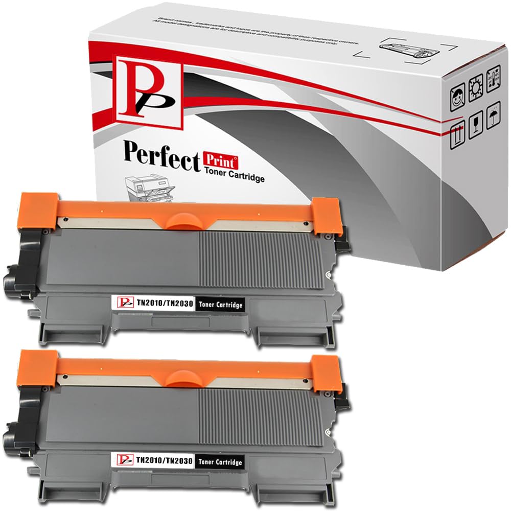 2 PerfectPrint Compatible Toner Cartridges Replace TN2010 for Brother HL2130 HL2132 HL2135w DCP-7055 DCP-7055W DCP-7057