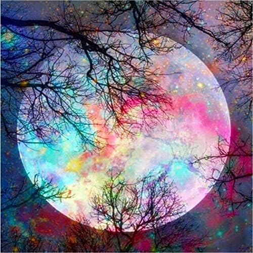 Nature Diamond Painting Kits for Adults, 5D Crystal Diamonds Art with Accessories Tools, Full Moon DIY Art Dotz Craft for Home Décor, Ideal Gift or Self Painting