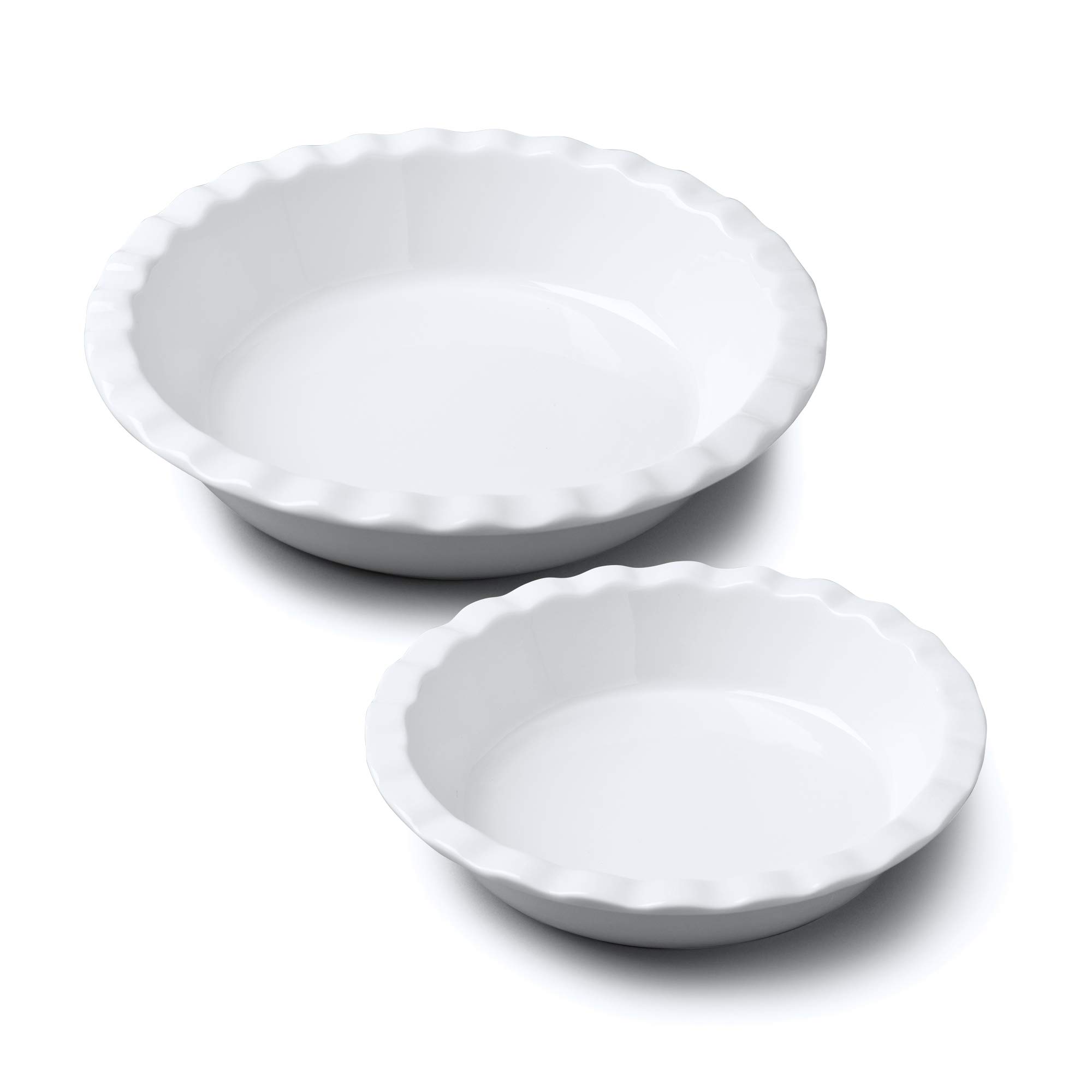 WM Bartleet & Sons 1750 Crinkle Rim Pie Dish, White Porcelain Baking Oven Dish (20cm/27cm)