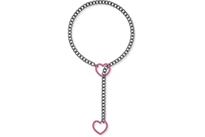 ADEMISHIA Women's Slip Necklace With Heart O-ring, Handmade Punk Rock Cuban Chain Lariat Y-Necklace, Adjustable Long Chain Collar Jewelry