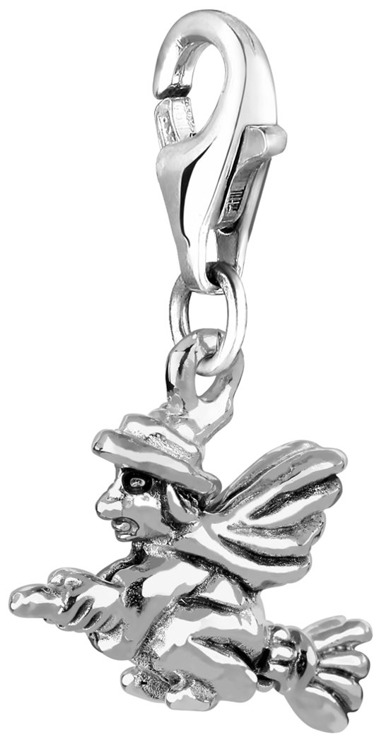Nenalina Witch Carabiner Charm Pendant for Charm Bracelet 925 Sterling Silver 713105-000, Sterling Silver, No Gemstone