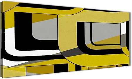 Jaune Gris Peinture Chambre à Coucher Sur Toile Décoration