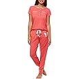 U.S. Polo Assn. Womens Pajama Set - Short Sleeve PJs with Jogger Pajama Pants…