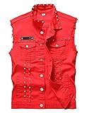 DSDZ Men's Punk Denim Vest Sleeveless Jean Jackets