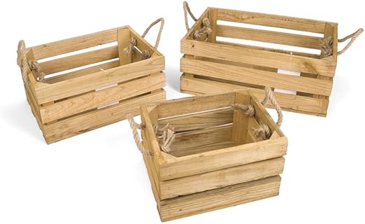 Caja Madera Warren 3 Piezas Natural: Amazon.es: Hogar