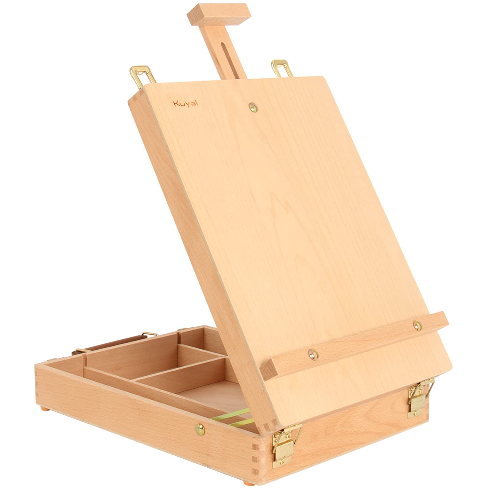 Photo 1 of Kuyal Table Top Painting Easel, Adjustable Wood Table Sketch Box Easel, Desktop Artist Easel for Student Drawing (Easel Box)