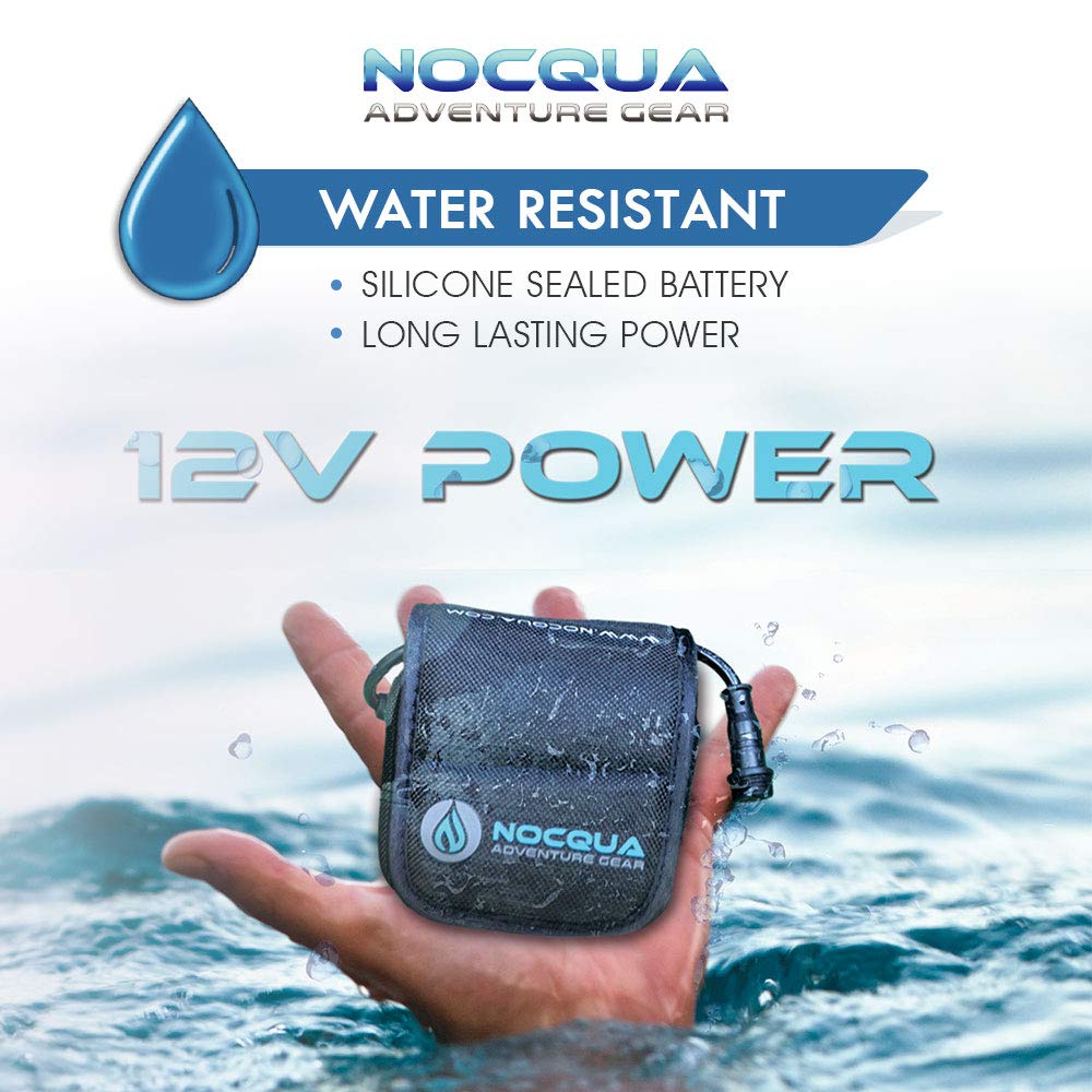 NOCQUA Pro Power Water-Resistant Battery & Charger Kit - Compatible with GPS, Depth & Fish Finders, & Most 12 Volt Electronics