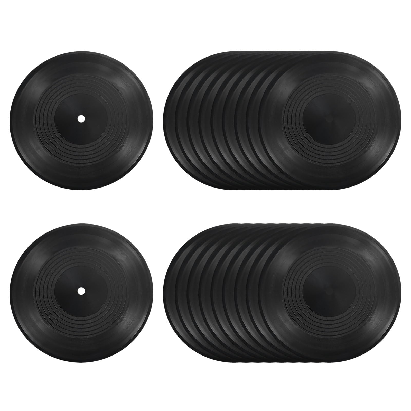 Rebower Blank Vinyl Records Smooth Plastic Waterproof CD Fake Vinyl Records Coasters, [for Retro Roll Music Room DIY] - 12 Inch/Black / 20 Pcs