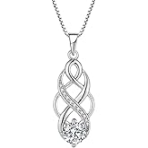Lwsary Infinity Celtic Knot Necklace 925 Sterling Silver Irish Pendant Birthstone Jewelry for Women