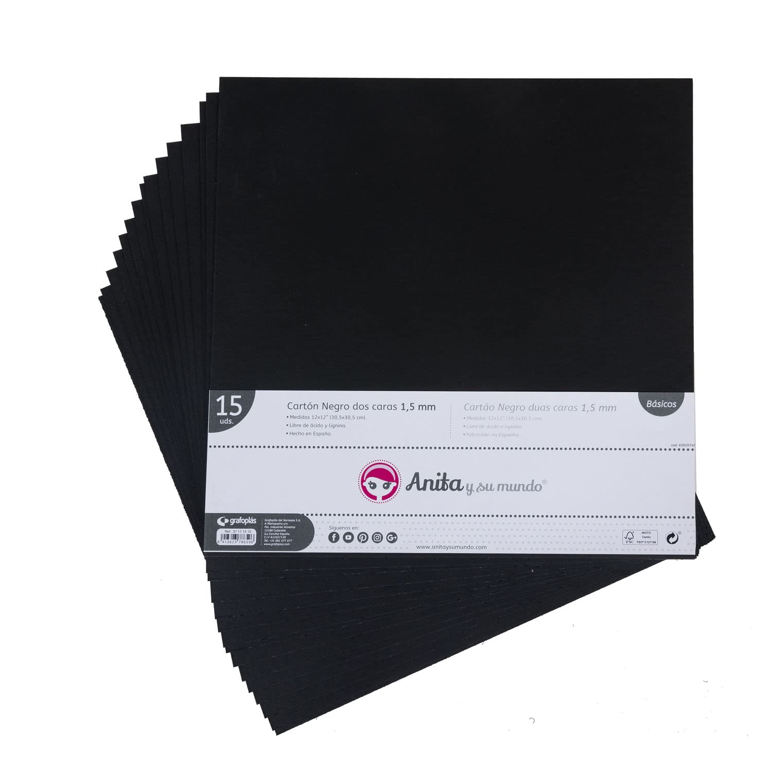 Anita y Su Mundo Cardboard Colour, Black, 30.5 x 30.5 cm, 15