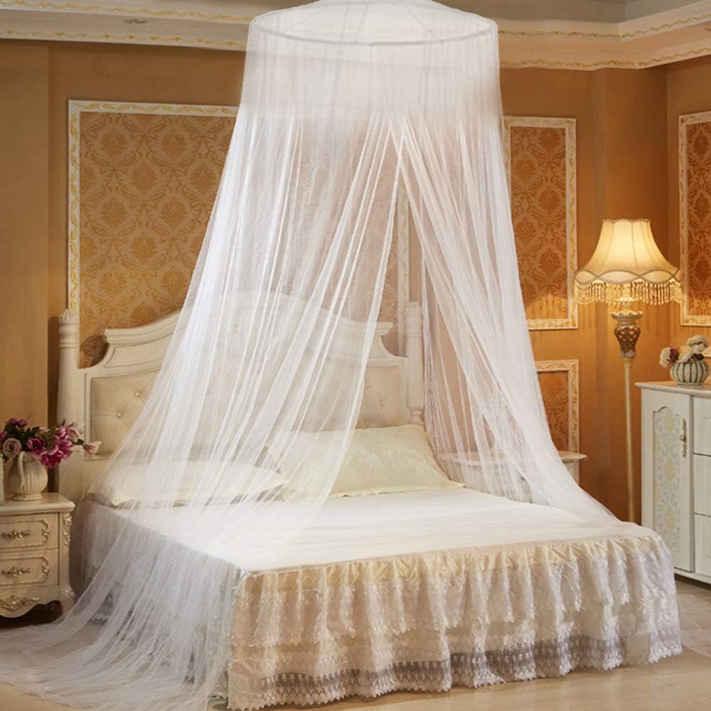 lucktone Mosquito Net Bed Canopy Fly Insect Protection for Indoors and Outdoors Circle White Curtain Home & Travel