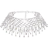 Nicute Rhinestone Choker Necklace Silver Crystal Necklaces Bling Wedding Prom Necklace Jewelry for Women