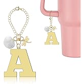 Lukiisoo Letter Charms Stanley Cup Charms for Stanley Handle Letter Charm Accessories for Tumbler Gold A-Z Initial Chain