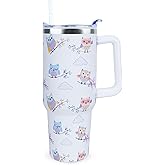 Xchearser 40 oz Cute Owl Tumbler with Handle and Straw, Stainless Steel Insulated Cup with Lid and Straw, Travel Mug Water Bottle, Gifts for Women