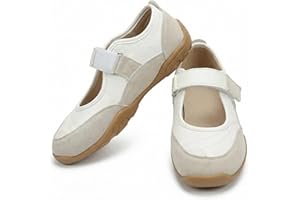 Mary Jane Sneakers Flats Dressy Shoes for Women, Ballet Sneakers Wide Toe Box with Non Slip Retro Tennis Lightweight Maryjane