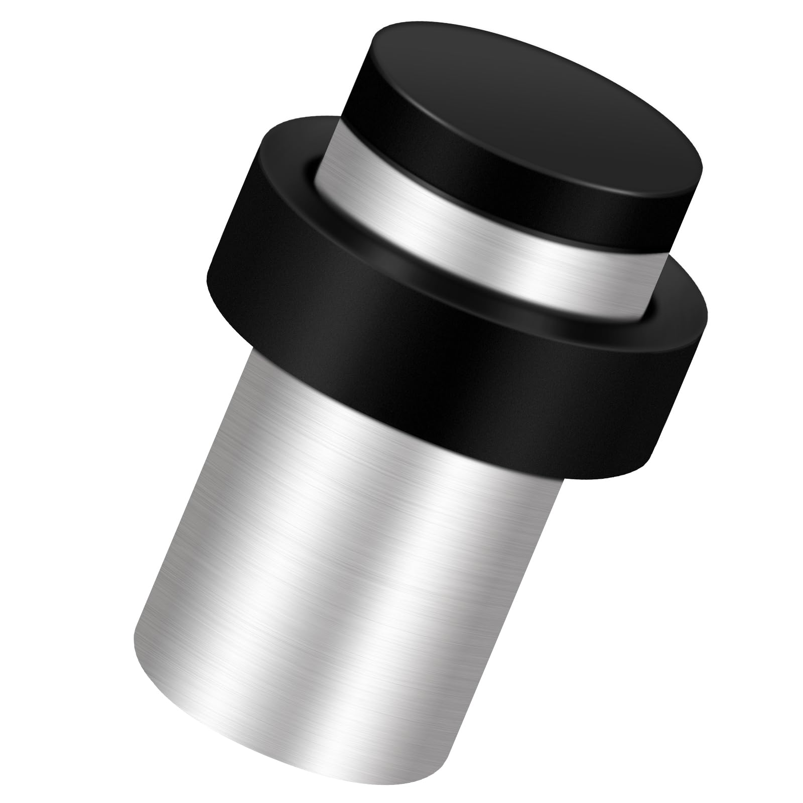 Door Stop, 50mm Floor Door Stoppers Wall Floor Mounted, Stainless Steel, Heavy Duty Doorstop with Sound Dampening Rubber Bumper Wall Protector, Brushed Nickel