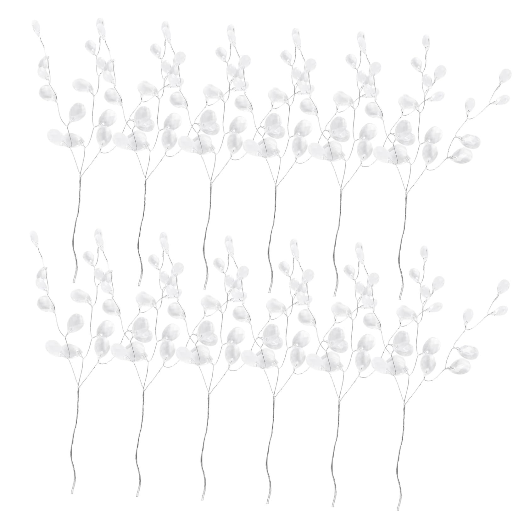 TOYANDONA 50 Stems Artificial Flower Stems with Crystal Acrylic Beads Drop for DIY Bridal Pearl Bouquets Garlands Wedding Party Christmas Tree Decorations 16cm (White)
