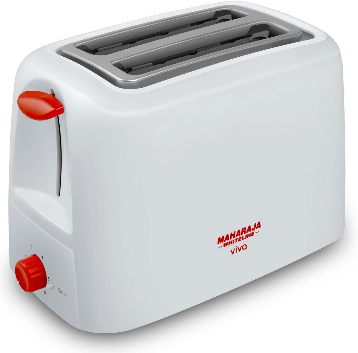 Maharaja Whiteline Viva 750-Watt Pop-up Toaster (Red and White)