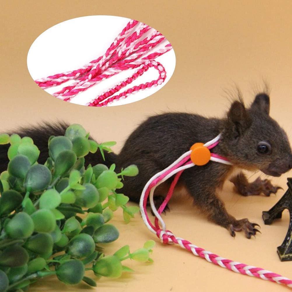 Sheens Hamster Harness, Adjustable Squirrel Harness Leash Small Animal Outdoor Walking Training Lead Rope for Pet Dwarf Hamster Gerbil Rat Mouse(Powder + rose red) - Image 4