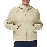 THE GYM PEOPLE Women's Full-Zip Up Hoodies Jacket Fleece Workout Crop Tops Sweatshirts with Pockets Thumb Hole