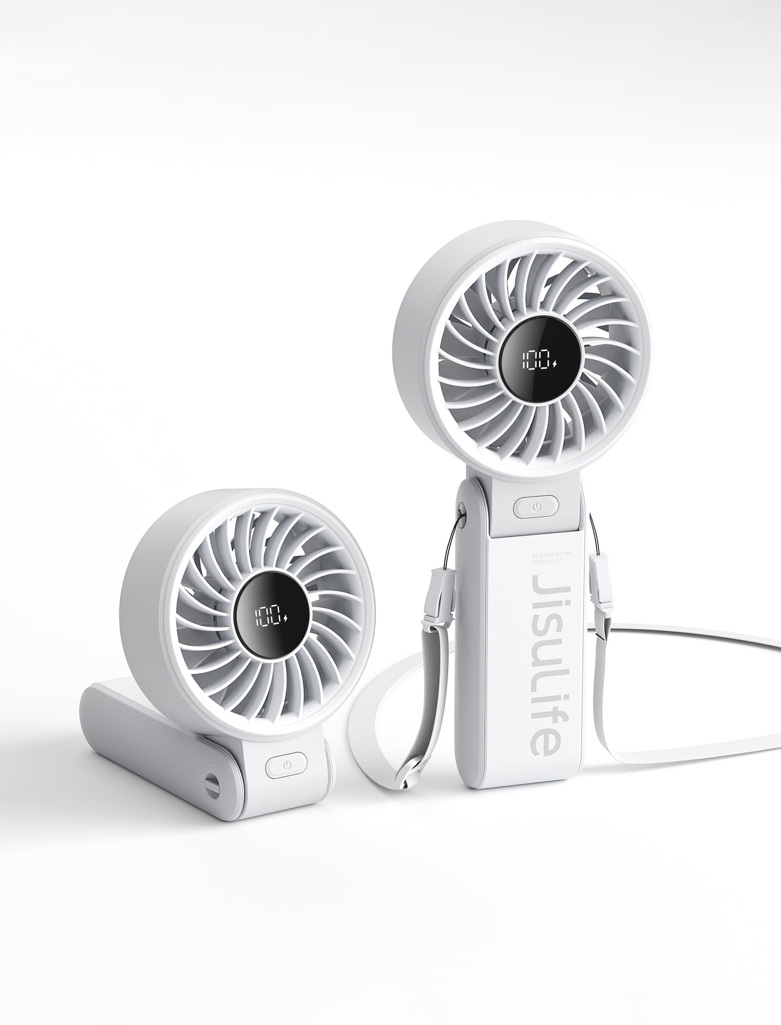 Photo 1 of JISULIFE Handheld Fan Life7 – Ultimate Flexibility: High-Power Motor, LED Display, 19.5 Hrs Cooling, 5000mAh Rechargeable, 5-Speed, Foldable Design, 3-IN-1 Portable Fan for Travel Cruise Beach(Grey)