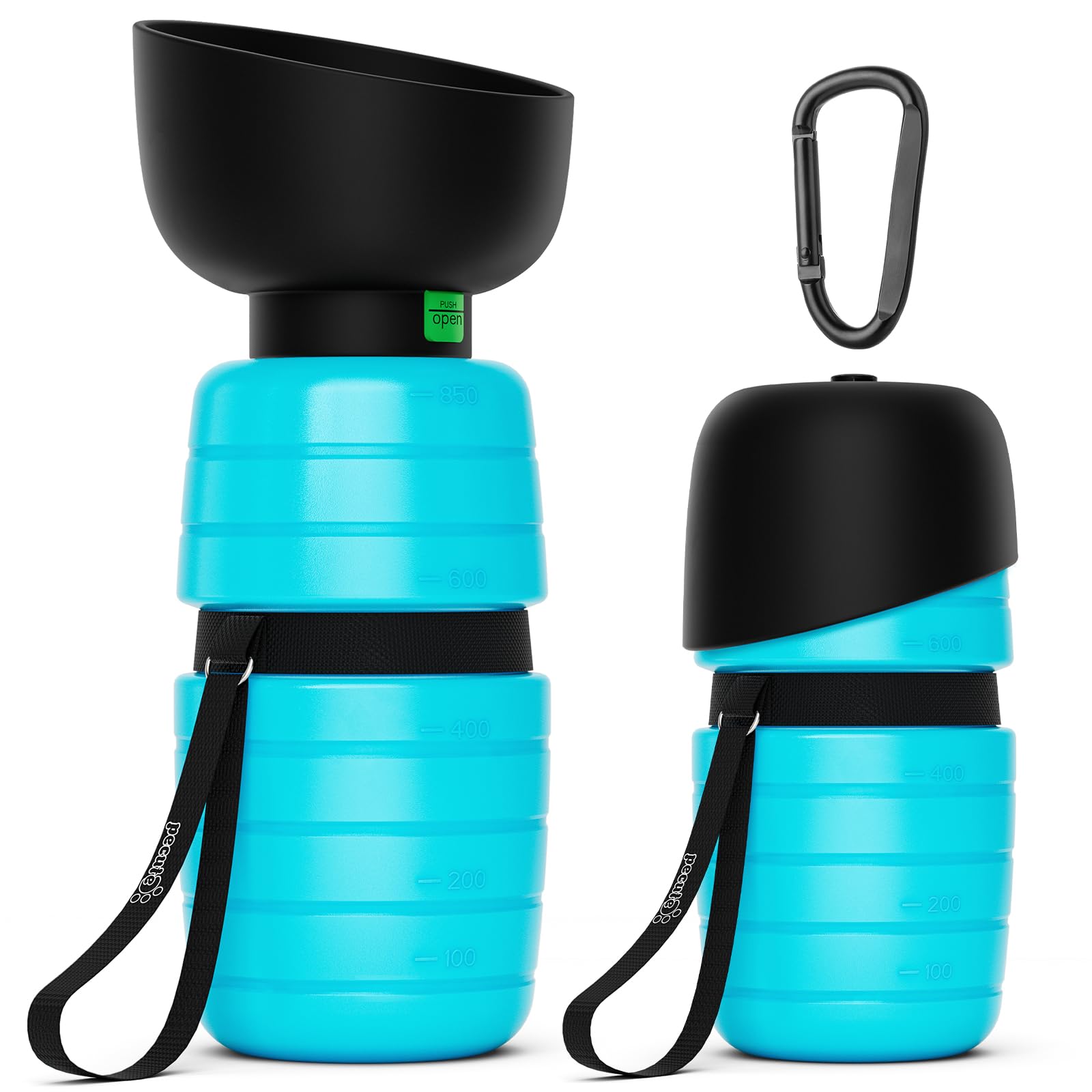Pecute Dog Water Bottle 850ml, Portable Puppy Drinking Bottles Leak Proof Pet Travel Bottle, Lightweight Water Dispenser Bowl for Outdoor Walks Trips Hikes Travels
