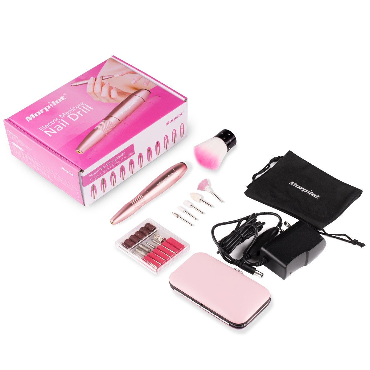 Nail Drill, Morpilot 12 in 1 Electric Nail File Manicure Pedicure Handpiece Grinder Acrylic Nail Tools