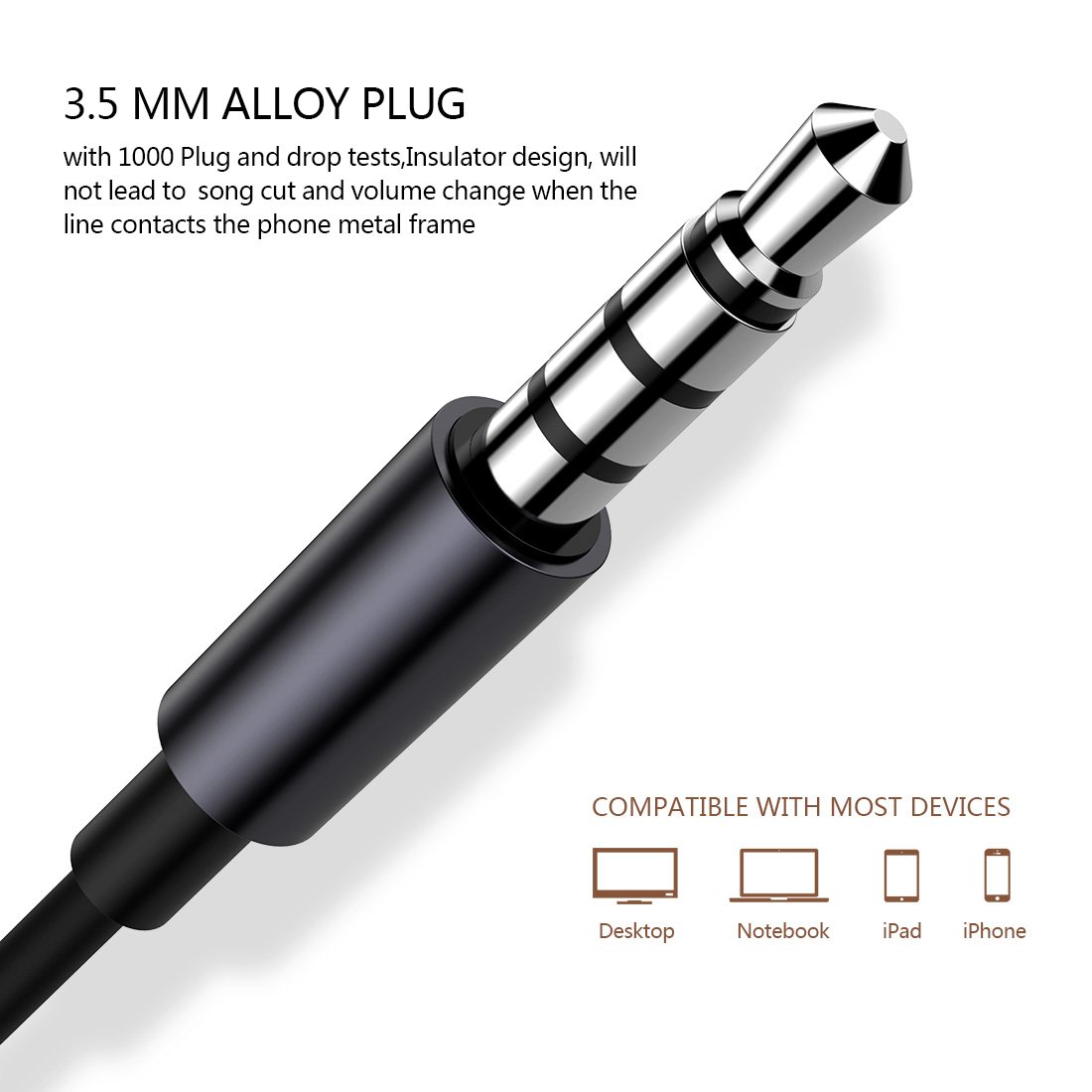 In-Ear Earphones, Humixx, wired earbuds with Mic and Remote Control for iPhone ,Samsung ,Smart Phones, Android, Tablet and Other Compatible Devices, ErgoFit headphones