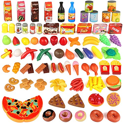 image for WOSTOO Play Food Set, 139 Pieces Play Kitchen Set for Kids, Pretend Fo